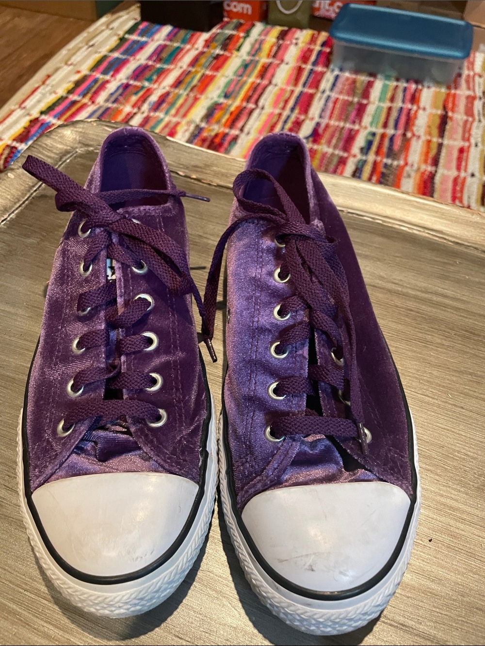Converse Women’s Purple Velvet Low-Top Lace-Up Sneakers
